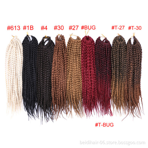 Protective Style Thick 3X Box Braids Pre Loop Crochet Braiding Hair Extension 14inch 18inch 22inch Medium braids